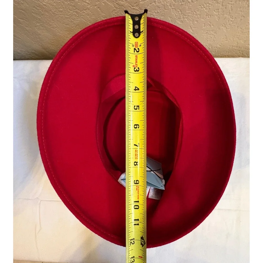 Betmar‎ New York Red 100% 78uWool Hat Womens Wide Brim Western Fringe NWT
